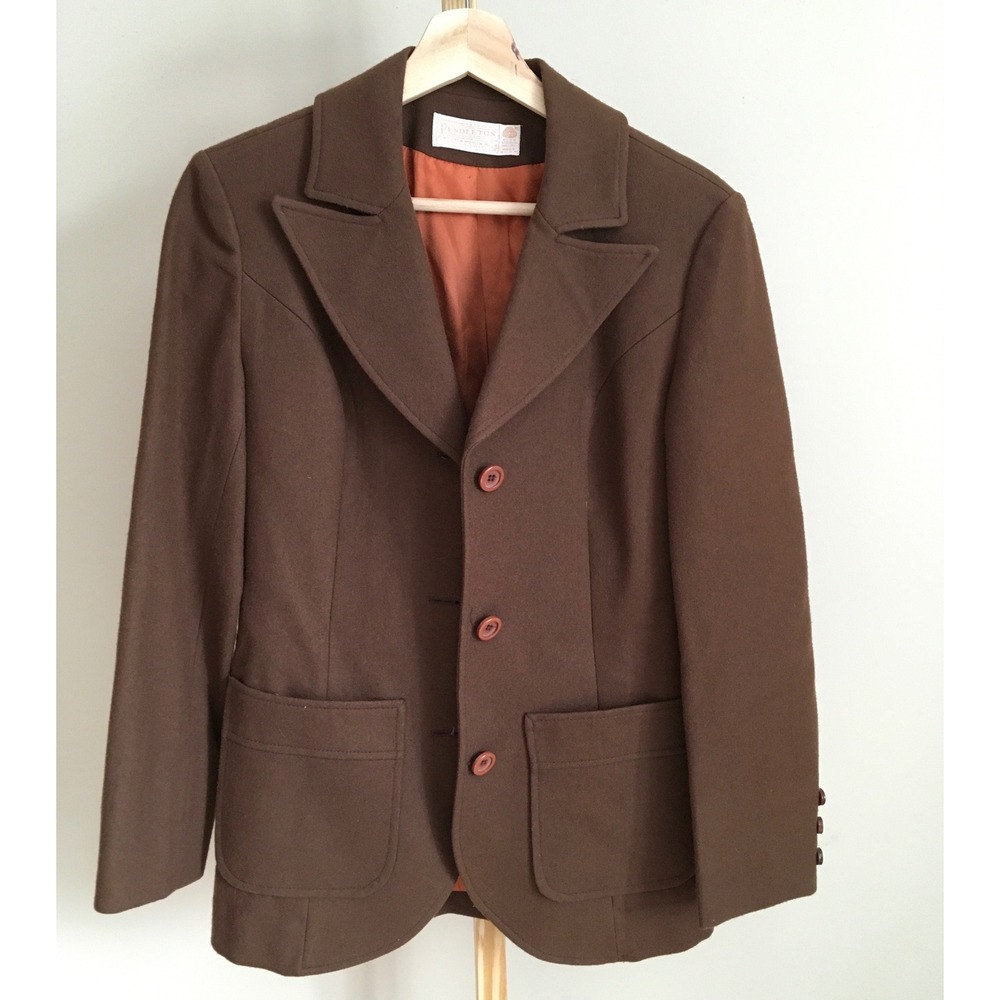 Vintage Pendleton Brown Wool Blazer Jacket Size 8